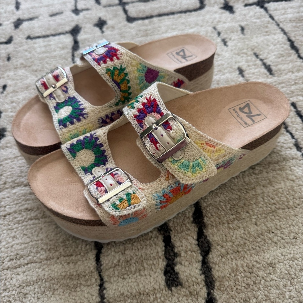 Dirty Laundry Multicolor Crochet Platform Sandals